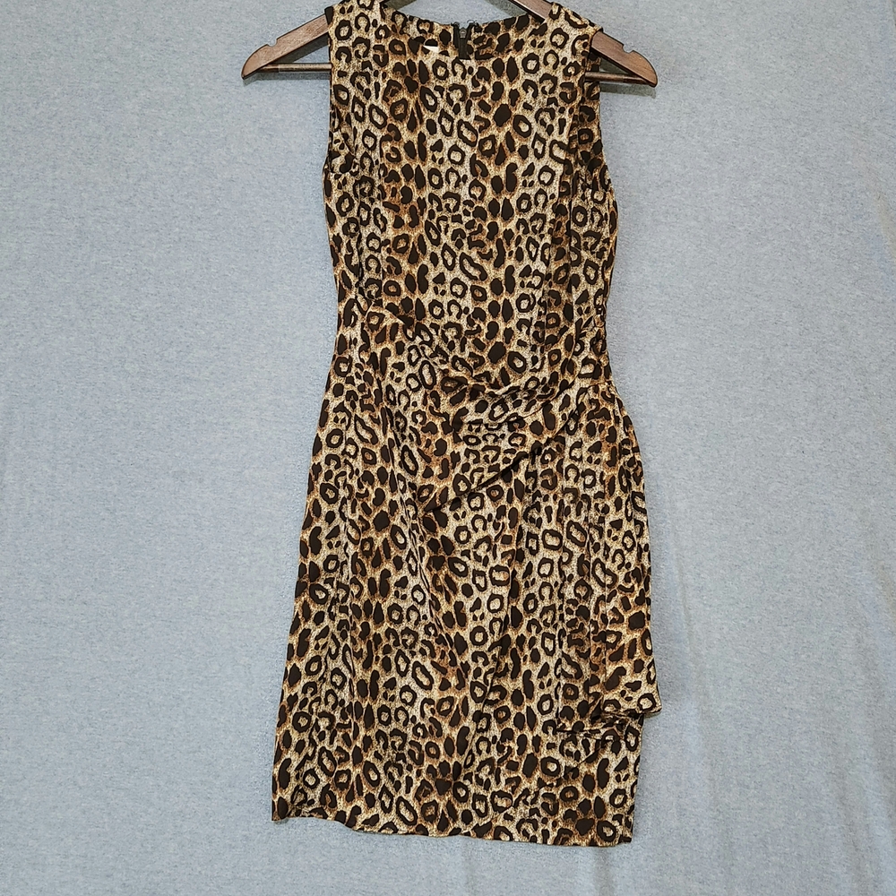 David Warren Leopard Print sheath Mini Dress